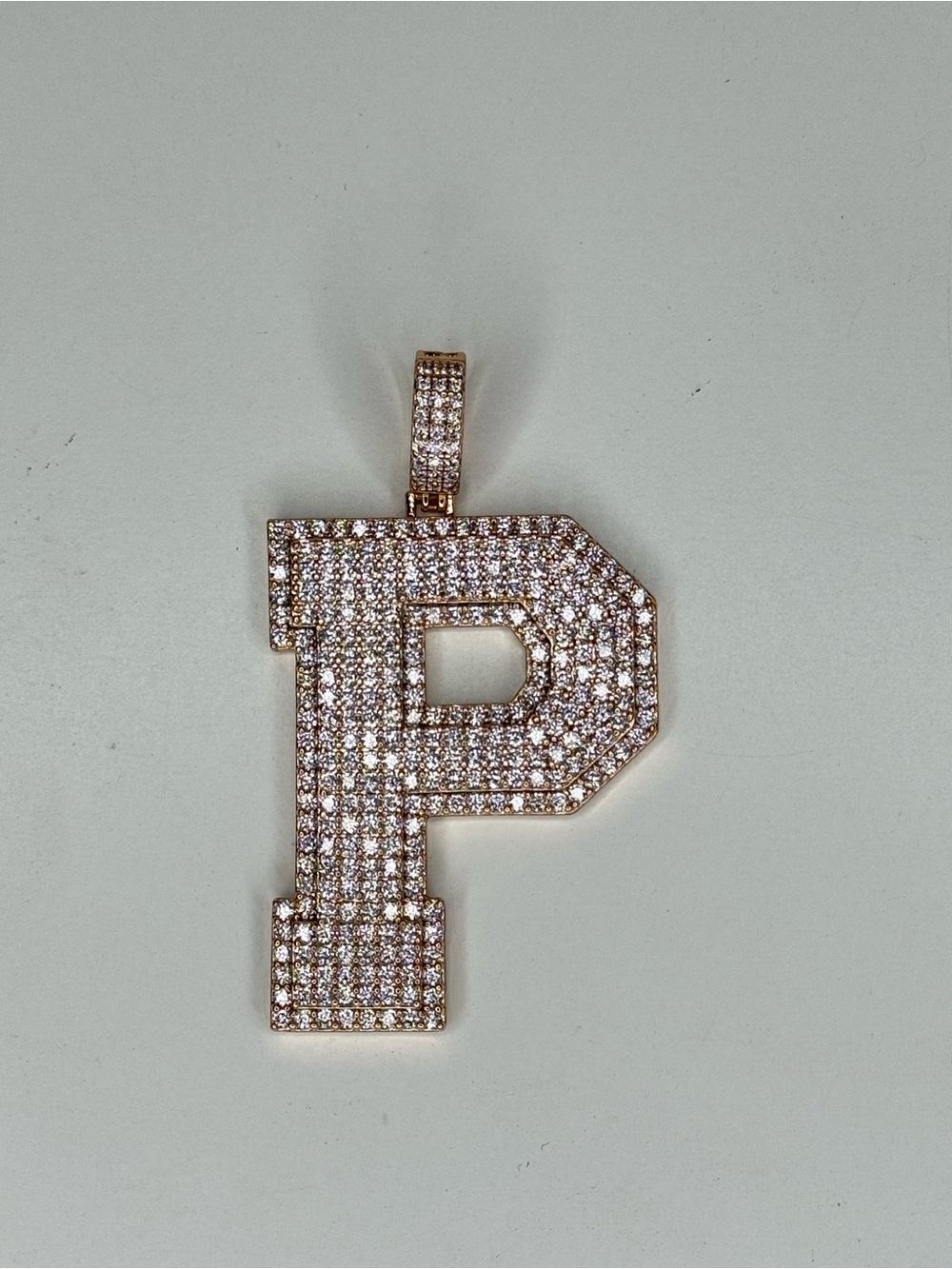 P Initial Pavé Pendant in Rose Gold